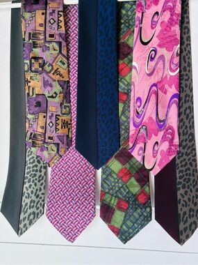 7 Vintage Buccelli Mens Silk Neckties (NWOT) New Old Stock 56 inch